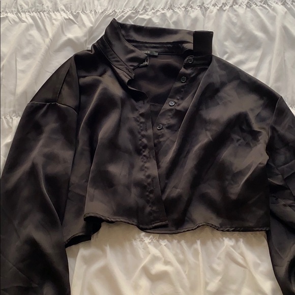 Black Silk Button Up - Picture 1 of 3